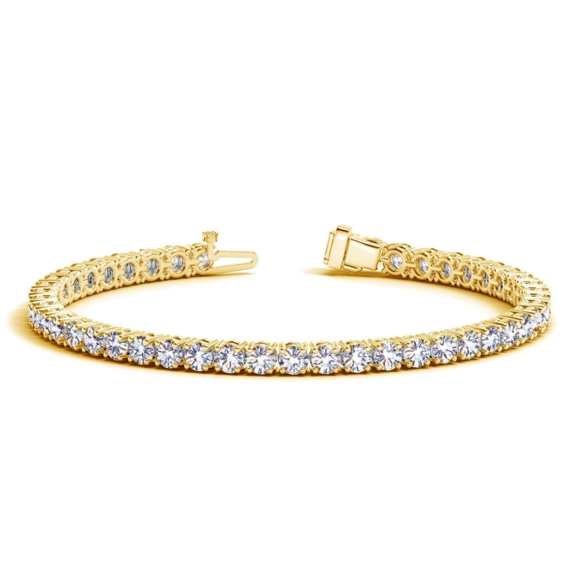 Lab Grown Round Diamond Tennis Bracelet in 14k Yellow Gold (10 cctw F/G VS2/SI1) - Bracelets - Custom Crafting Alliance, LLC
