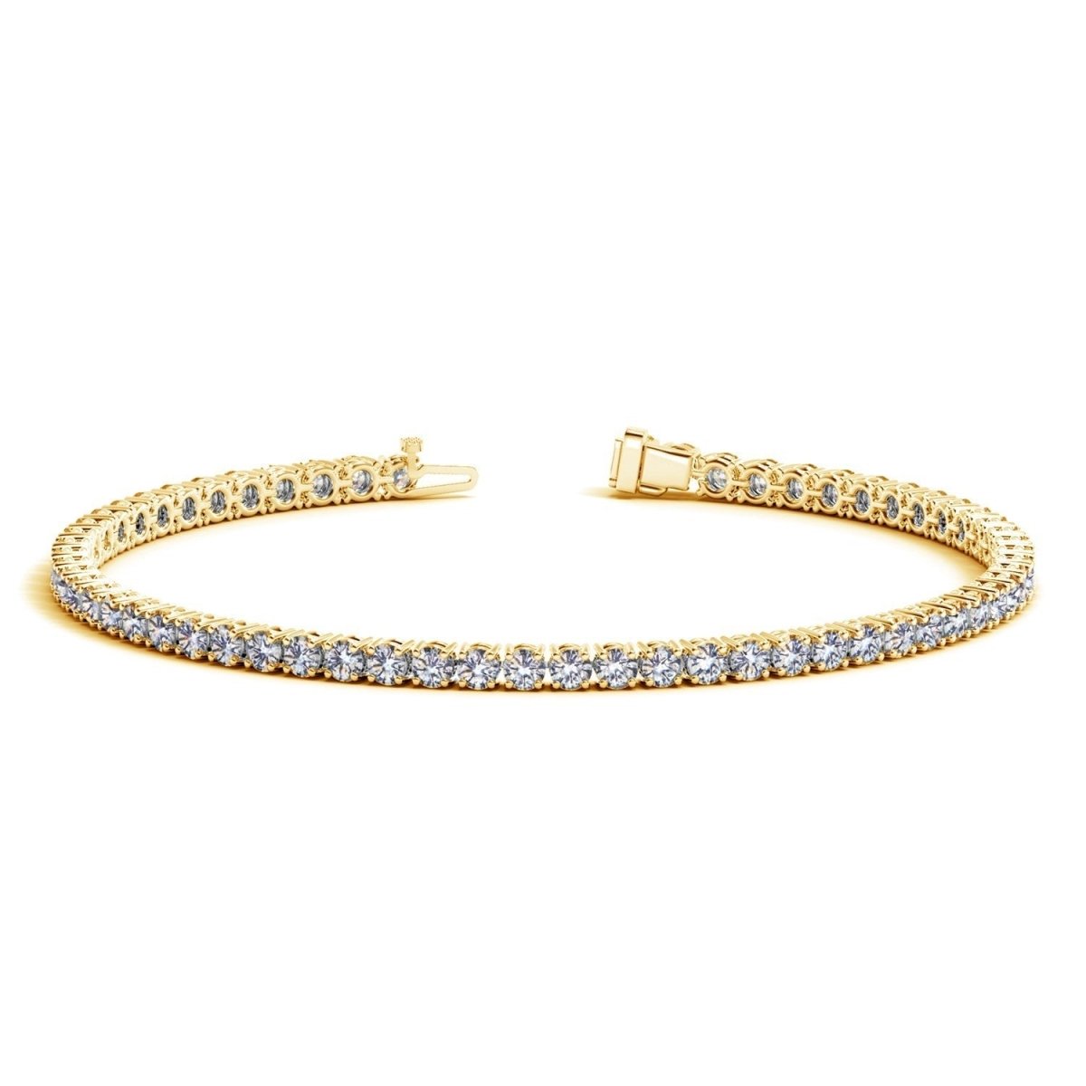 Lab Grown Round Diamond Tennis Bracelet in 14k Yellow Gold (4 cctw F/G VS2/SI1) - Bracelets - Custom Crafting Alliance, LLC