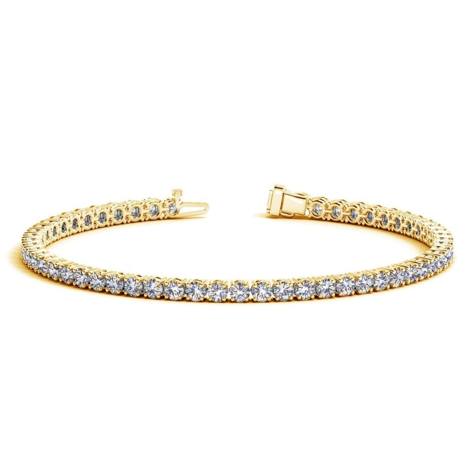Lab Grown Round Diamond Tennis Bracelet in 14k Yellow Gold (5 cctw F/G VS2/SI1) - Bracelets - Custom Crafting Alliance, LLC