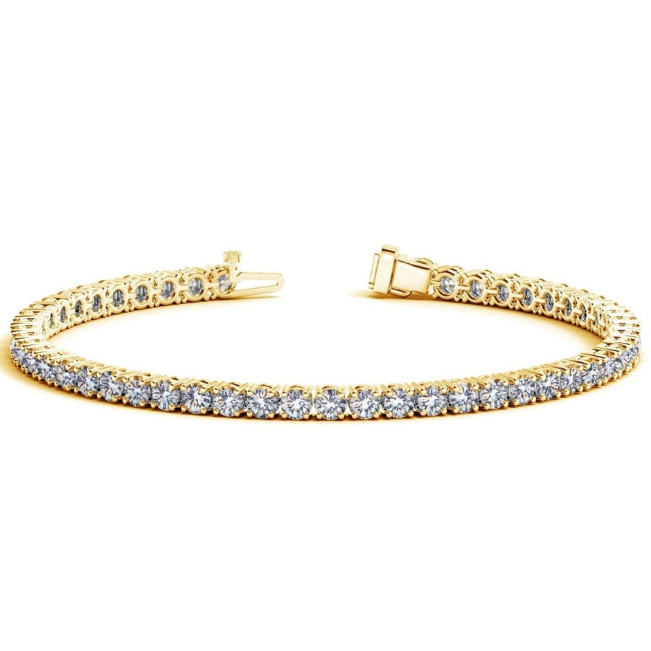 Lab Grown Round Diamond Tennis Bracelet in 14k Yellow Gold (7 cctw F/G VS2/SI1) - Bracelets - Custom Crafting Alliance, LLC