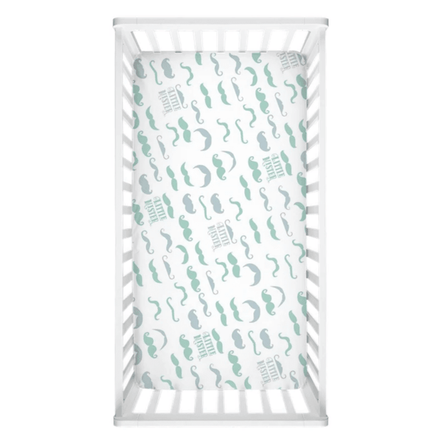 Little Mister Mustaches Crib Sheet - Crib Sheet - Custom Crafting Alliance, LLC
