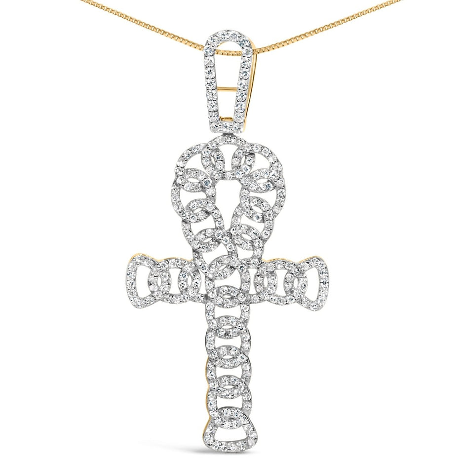 Men's 10K Yellow Gold 1.00 Cttw Ankh Cross Pendant - Necklaces - Custom Crafting Alliance, LLC