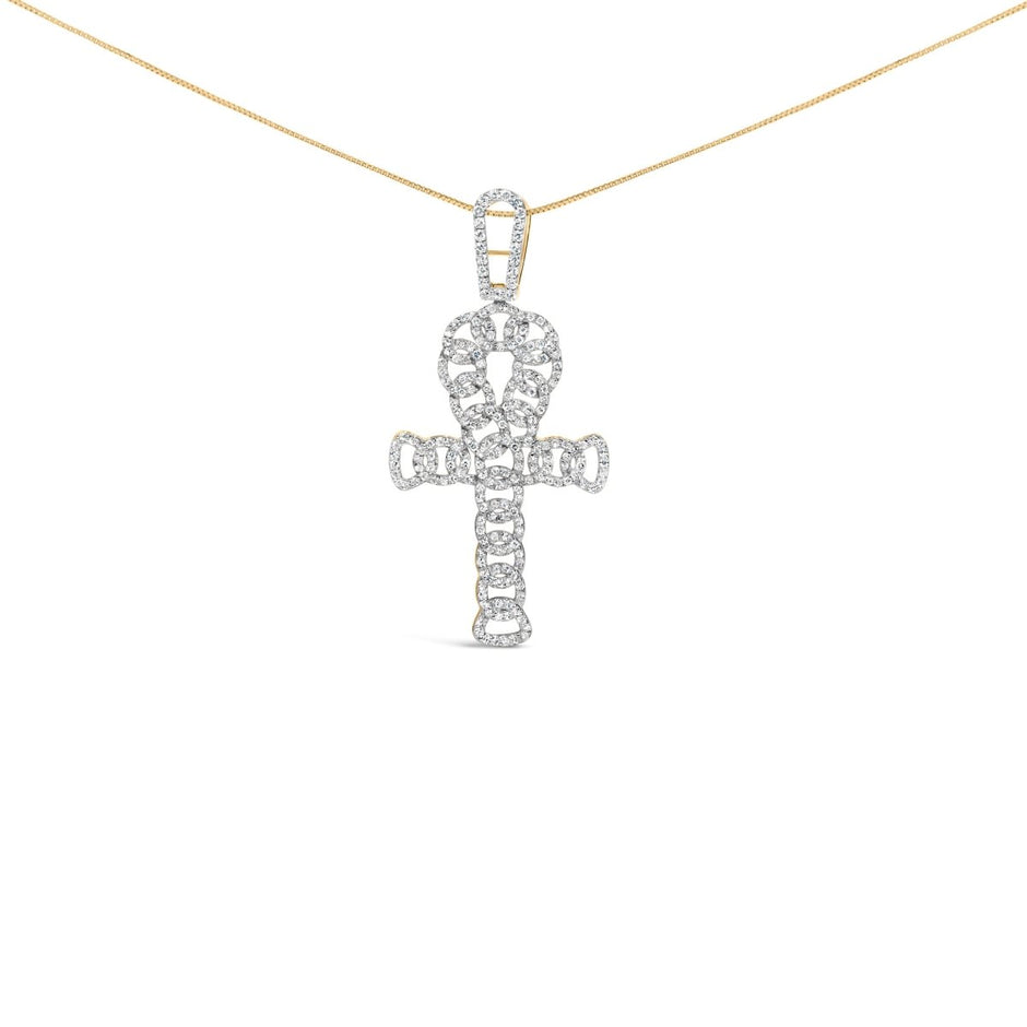 Men's 10K Yellow Gold 1.00 Cttw Ankh Cross Pendant - Necklaces - Custom Crafting Alliance, LLC