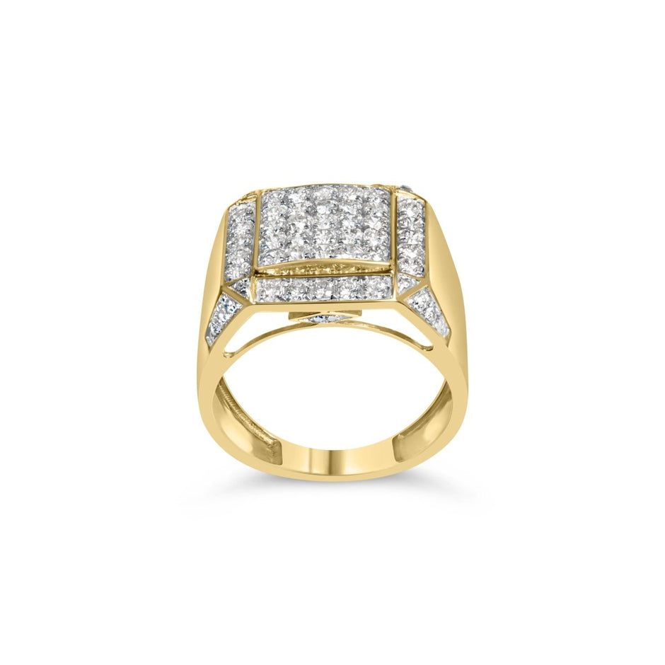 Men's 10K Yellow Gold 2 1/8 Cttw Diamond Composite Cluster Cocktail Ring Band - Rings - Custom Crafting Alliance, LLC