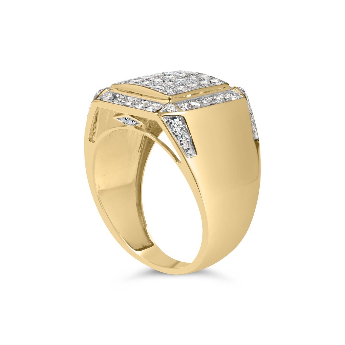 Men's 10K Yellow Gold 2 1/8 Cttw Diamond Composite Cluster Cocktail Ring Band - Rings - Custom Crafting Alliance, LLC