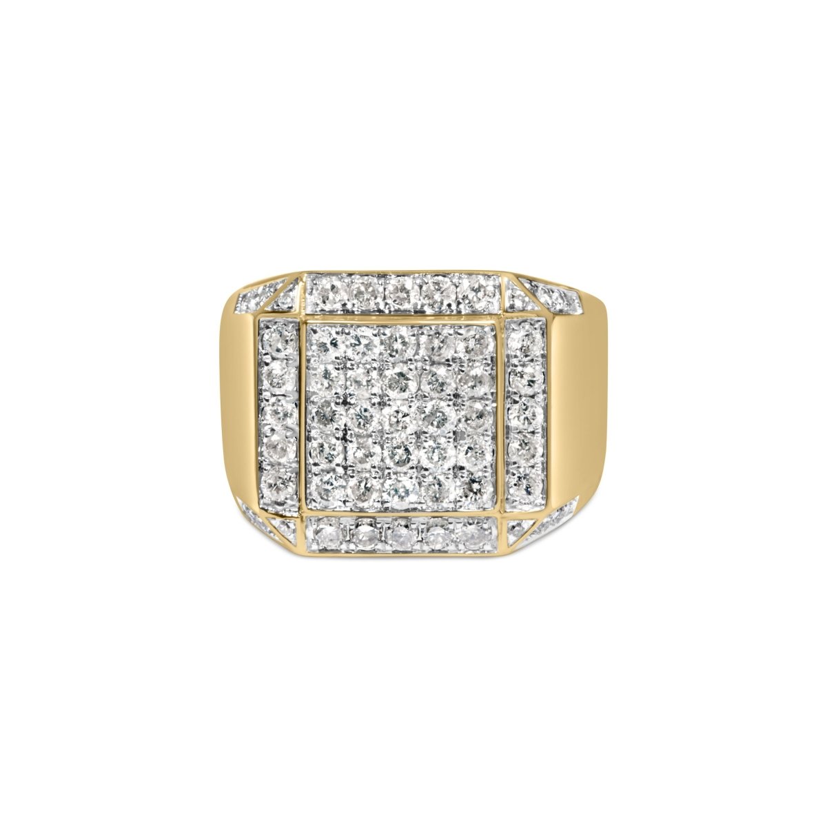 Men's 10K Yellow Gold 2 1/8 Cttw Diamond Composite Cluster Cocktail Ring Band - Rings - Custom Crafting Alliance, LLC