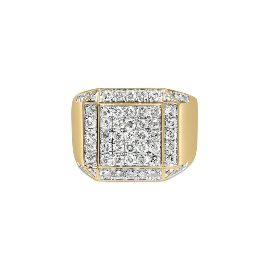Men's 10K Yellow Gold 2 1/8 Cttw Diamond Composite Cluster Cocktail Ring Band - Rings - Custom Crafting Alliance, LLC