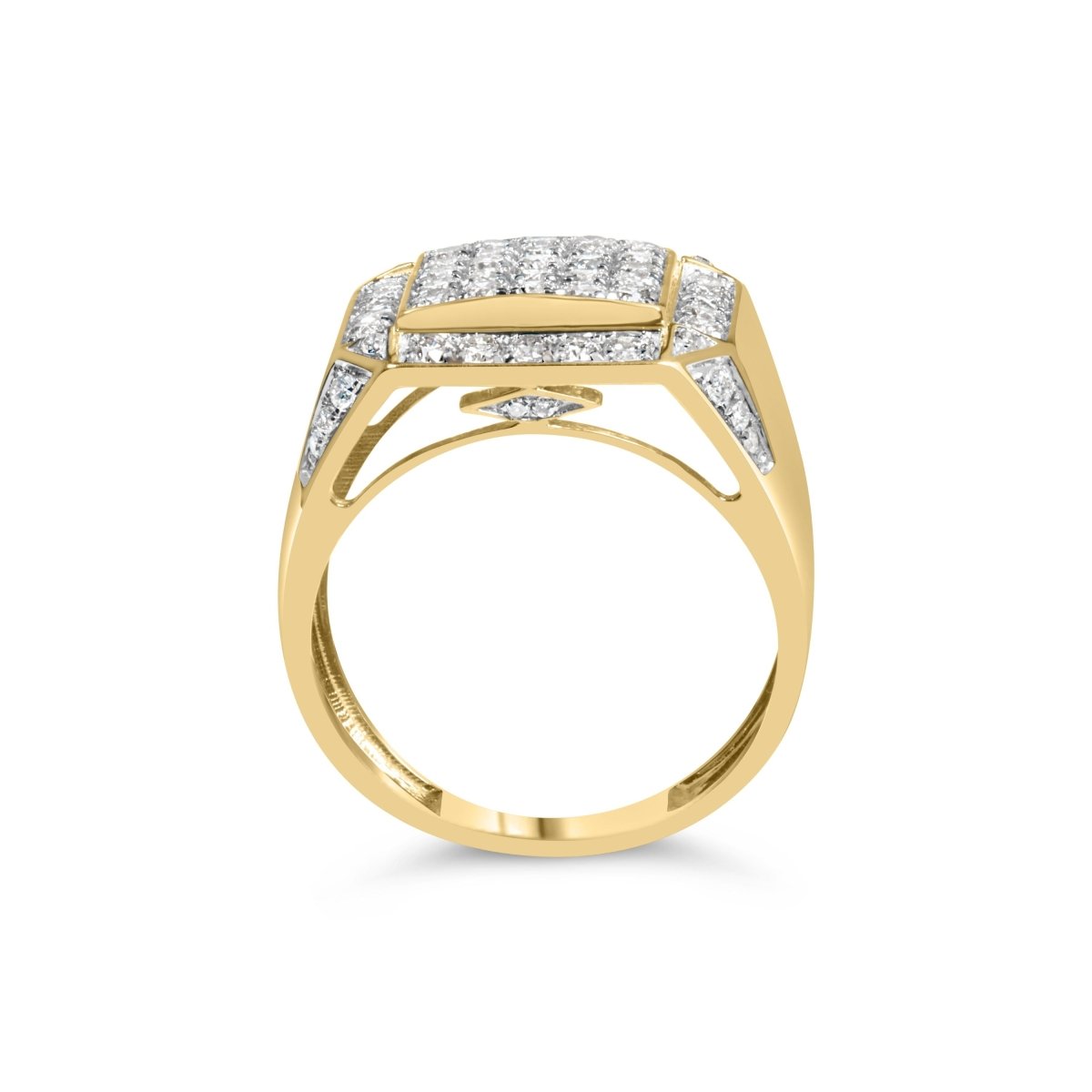 Men's 10K Yellow Gold 2 1/8 Cttw Diamond Composite Cluster Cocktail Ring Band - Rings - Custom Crafting Alliance, LLC