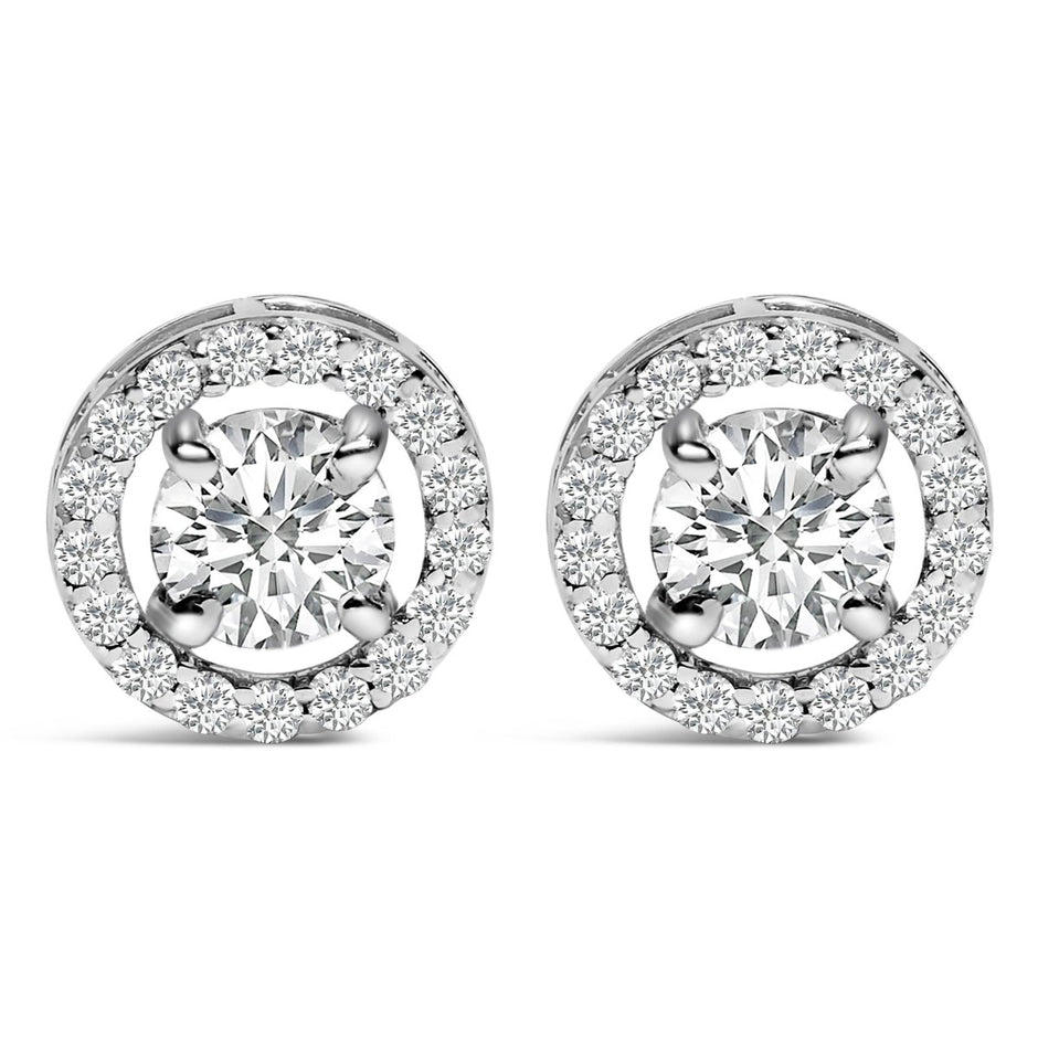 Men's 14K White Gold 1 3/4 Cttw Lab Grown Diamond Halo Cufflink - Accessories - Custom Crafting Alliance, LLC