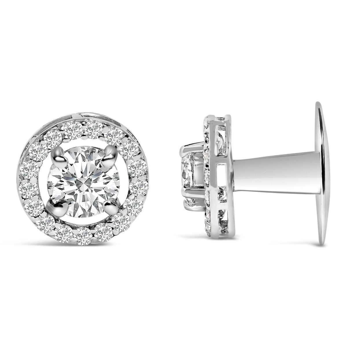 Men's 14K White Gold 1 3/4 Cttw Lab Grown Diamond Halo Cufflink - Accessories - Custom Crafting Alliance, LLC