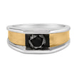Men's 14K Yellow Gold Plated Sterling Silver 1.0 Cttw Round Black Diamond Band Ring - Rings - Custom Crafting Alliance, LLC