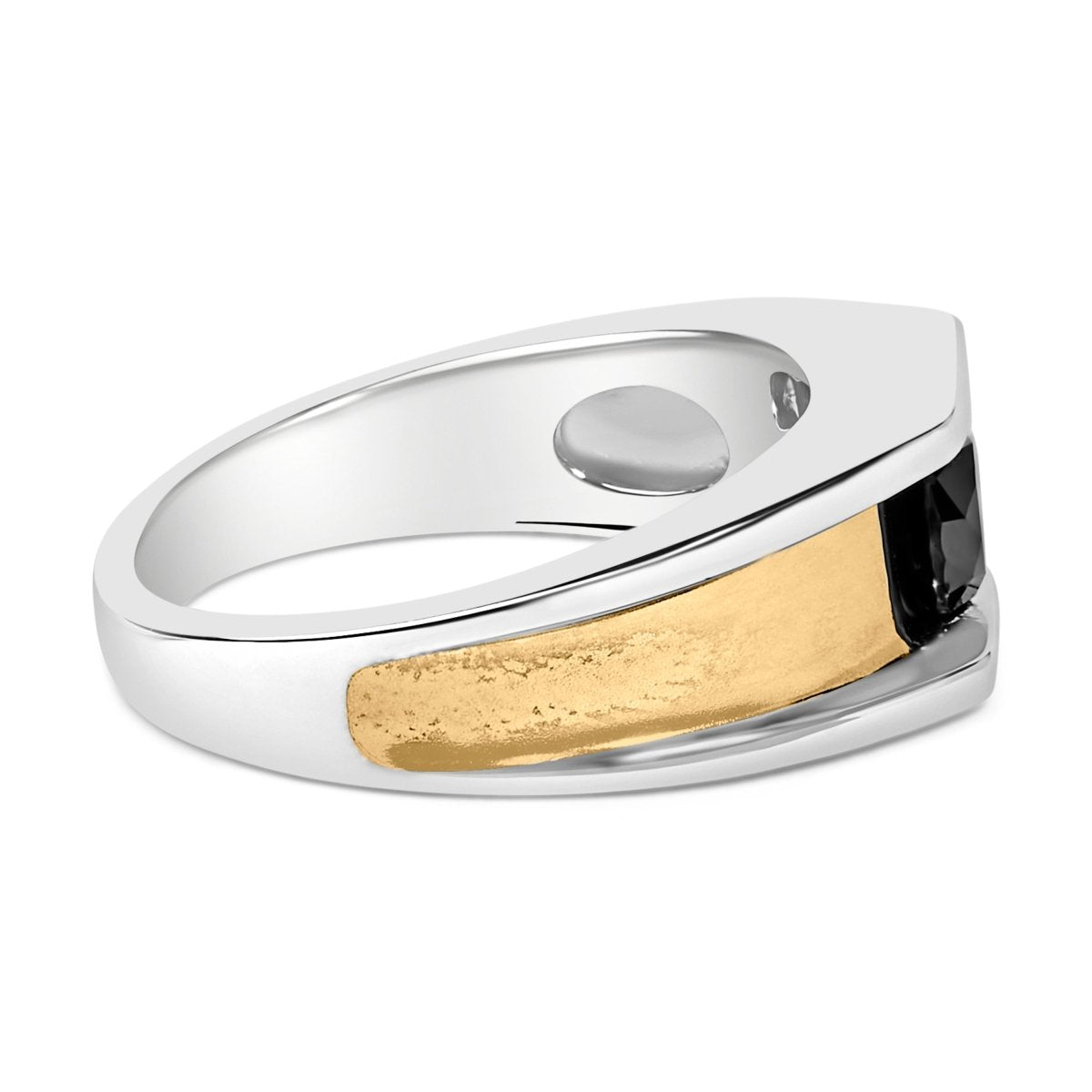Men's 14K Yellow Gold Plated Sterling Silver 1.0 Cttw Round Black Diamond Band Ring - Rings - Custom Crafting Alliance, LLC