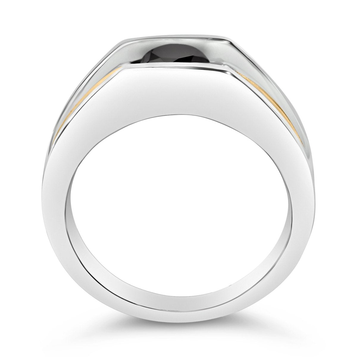 Men's 14K Yellow Gold Plated Sterling Silver 1.0 Cttw Round Black Diamond Band Ring - Rings - Custom Crafting Alliance, LLC