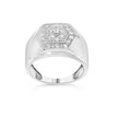 Men's .925 Sterling Silver 1/2 Cttw Multi-Diamond Hexagon Frame Ring (I-J Color, I3 Clarity) - Ring Size 10 - Rings - Custom Crafting Alliance, LLC