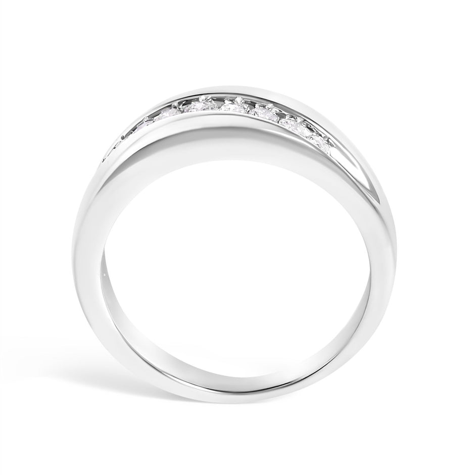 Men's.925 Sterling Silver 1/2 Cttw Diamond 9 Stone Band Ring - Size 10 - Rings - Custom Crafting Alliance, LLC