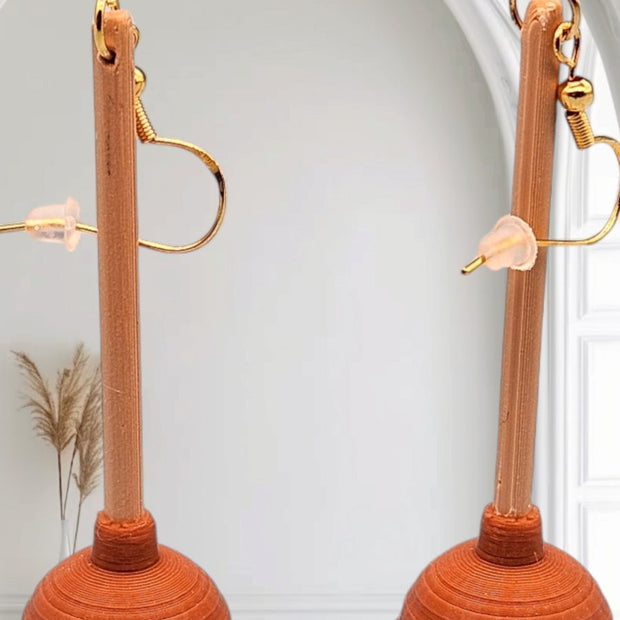 Mini Plunger Earrings – Quirky 3D - Printed Playful Accessories - Earrings - Custom Crafting Alliance, LLC