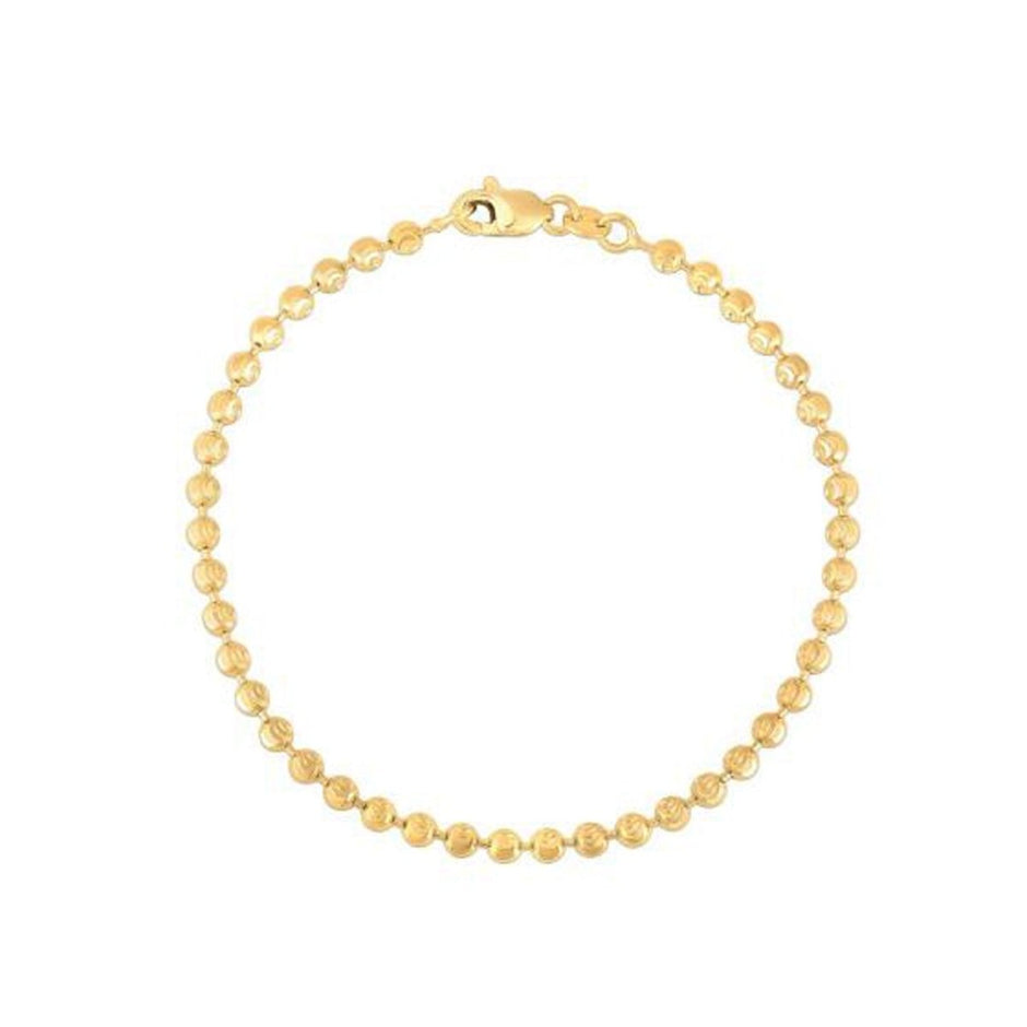 Moon Cut Bead Chain Bracelet in 14k Yellow Gold (3.00 mm) - Bracelets - Custom Crafting Alliance, LLC