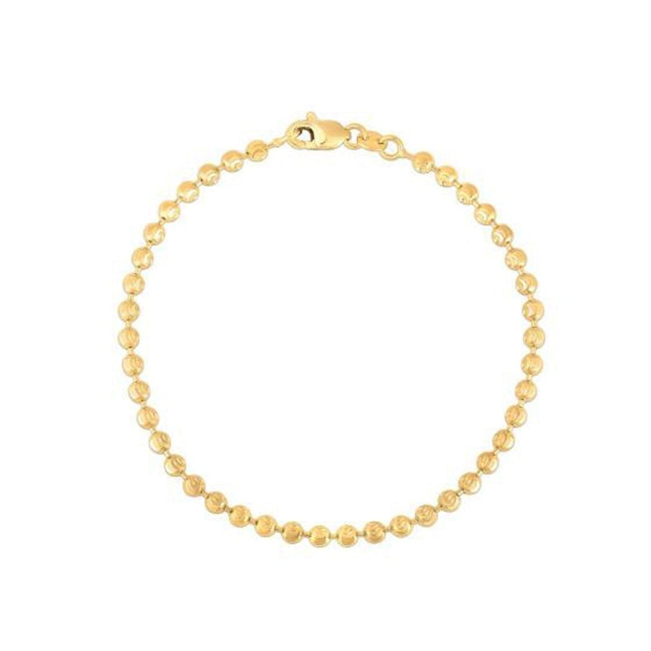 Moon Cut Bead Chain Bracelet in 14k Yellow Gold (3.00 mm) - Bracelets - Custom Crafting Alliance, LLC