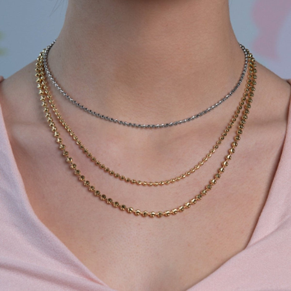 Moon Cut Bead Chain in 14k White Gold (2.50 mm) - Necklaces - Custom Crafting Alliance, LLC