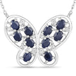 2.16 Carat Genuine Blue Sapphire and White Zircon .925 Sterling Silver Necklace
