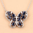 2.16 Carat Genuine Blue Sapphire and White Zircon .925 Sterling Silver Necklace
