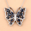 2.94 Carat Genuine Blue Sapphire and White Zircon .925 Sterling Silver Necklace