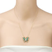 2.60 Carat Genuine Emerald and White Zircon .925 Sterling Silver Necklace