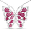 2.88 Carat Genuine Ruby and White Zircon .925 Sterling Silver Necklace