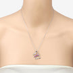 0.62 Carat Genuine Ruby and White Zircon .925 Sterling Silver Necklace