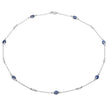 6.43 Carat Genuine Blue Sapphire and White Diamond .925 Sterling Silver Necklace