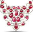 160.14 Carat Glass Filled Ruby and White Diamond .925 Sterling Silver Necklace