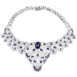 40.93 Carat Genuine Glass Filled Sapphire and White Diamond .925 Sterling Silver Necklace