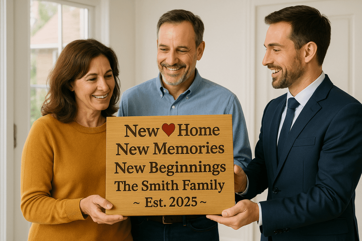 New Home, New Memories Personalized Realtor Gift Sign – Custom Engraved Wood Plaque - Signs - Custom Crafting Alliance, LLC