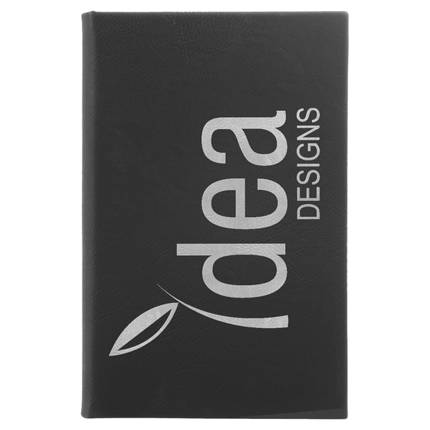 Notebook - Engravable Leatherette Bound With Ribbon Bookmark 5 3/8" x 8 1/4" - 3 Colors - Custom Crafting Alliance, LLC