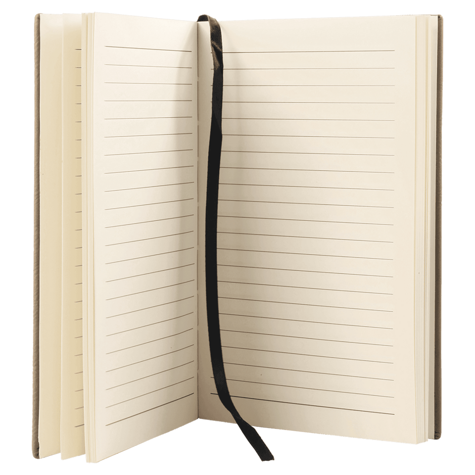 Notebook - Engravable Leatherette Bound With Ribbon Bookmark 5 3/8