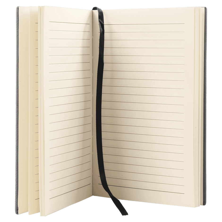Notebook - Engravable Leatherette Bound With Ribbon Bookmark 5 3/8