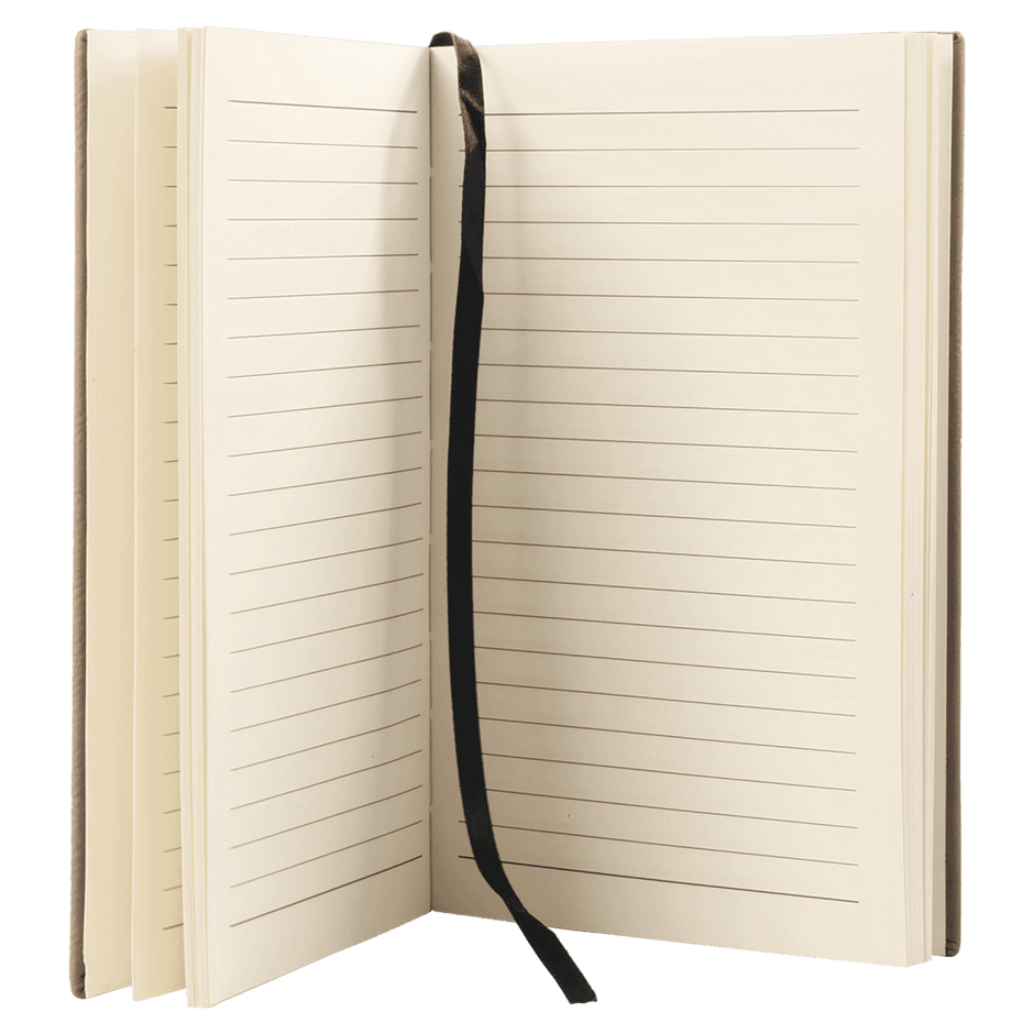 Notebook - Engravable Leatherette Bound With Ribbon Bookmark 5 3/8