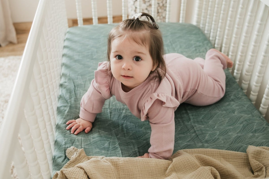 Organic Bamboo Blend Crib Sheet in Beanstalk - Crib Sheet - Custom Crafting Alliance, LLC