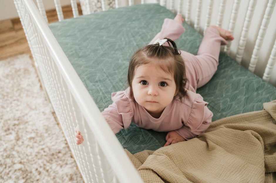 Organic Bamboo Blend Crib Sheet in Beanstalk - Crib Sheet - Custom Crafting Alliance, LLC