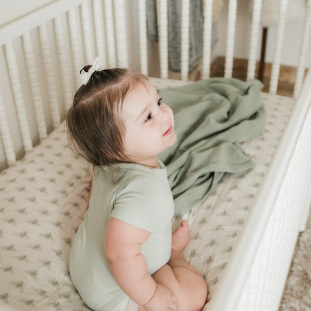 Organic Bamboo Blend Crib Sheet in Buzzy Bees - Crib Sheet - Custom Crafting Alliance, LLC