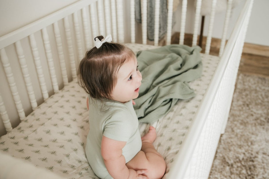 Organic Bamboo Blend Crib Sheet in Buzzy Bees - Crib Sheet - Custom Crafting Alliance, LLC