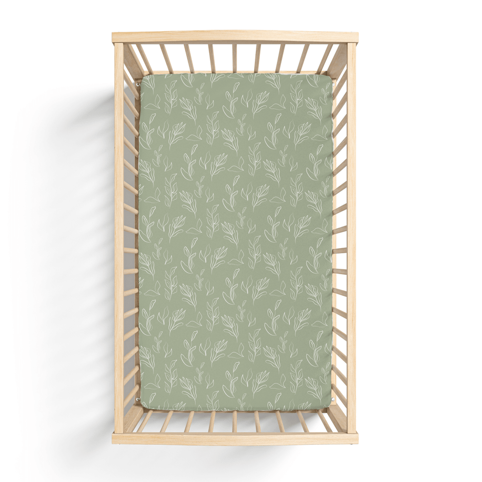 Organic Bamboo Cotton Blend Crib Sheet in Natural Oasis Willow - Crib Sheet - Custom Crafting Alliance, LLC