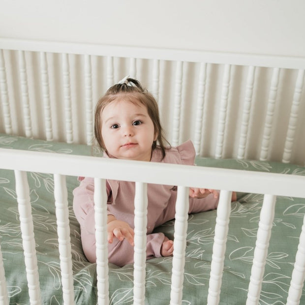 Organic Bamboo Cotton Blend Crib Sheet in Natural Oasis Willow - Crib Sheet - Custom Crafting Alliance, LLC