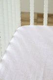 Organic Bamboo Cotton Blend Standard Crib Sheet in Pink Crashing Sea Waves - Crib Sheet - Custom Crafting Alliance, LLC