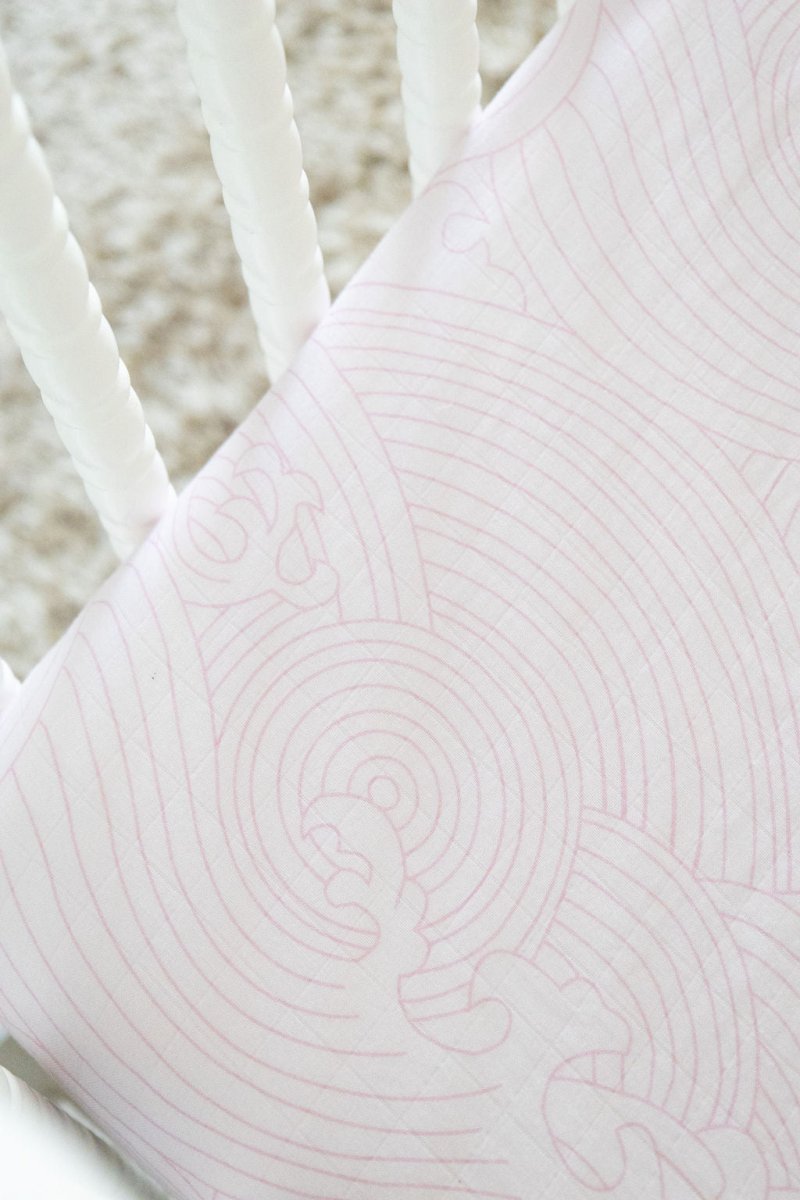 Organic Bamboo Cotton Blend Standard Crib Sheet in Pink Crashing Sea Waves - Crib Sheet - Custom Crafting Alliance, LLC