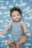Organic Bamboo Cotton Muslin Crib Sheet in Baseballs in the Sky - Crib Sheet - Custom Crafting Alliance, LLC
