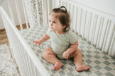 Organic Bamboo Cotton Muslin Crib Sheet in Checkered Bears - Crib Sheet - Custom Crafting Alliance, LLC
