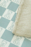 Organic Bamboo Cotton Muslin Crib Sheet in Checkered Bears - Crib Sheet - Custom Crafting Alliance, LLC