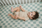 Organic Bamboo Cotton Muslin Crib Sheet in Checkered Bears - Crib Sheet - Custom Crafting Alliance, LLC