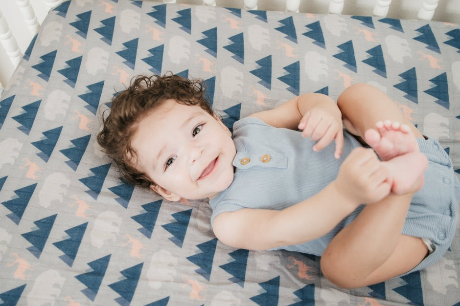 Organic Bamboo Cotton Muslin Crib Sheet in Rustic Retreat - Crib Sheet - Custom Crafting Alliance, LLC